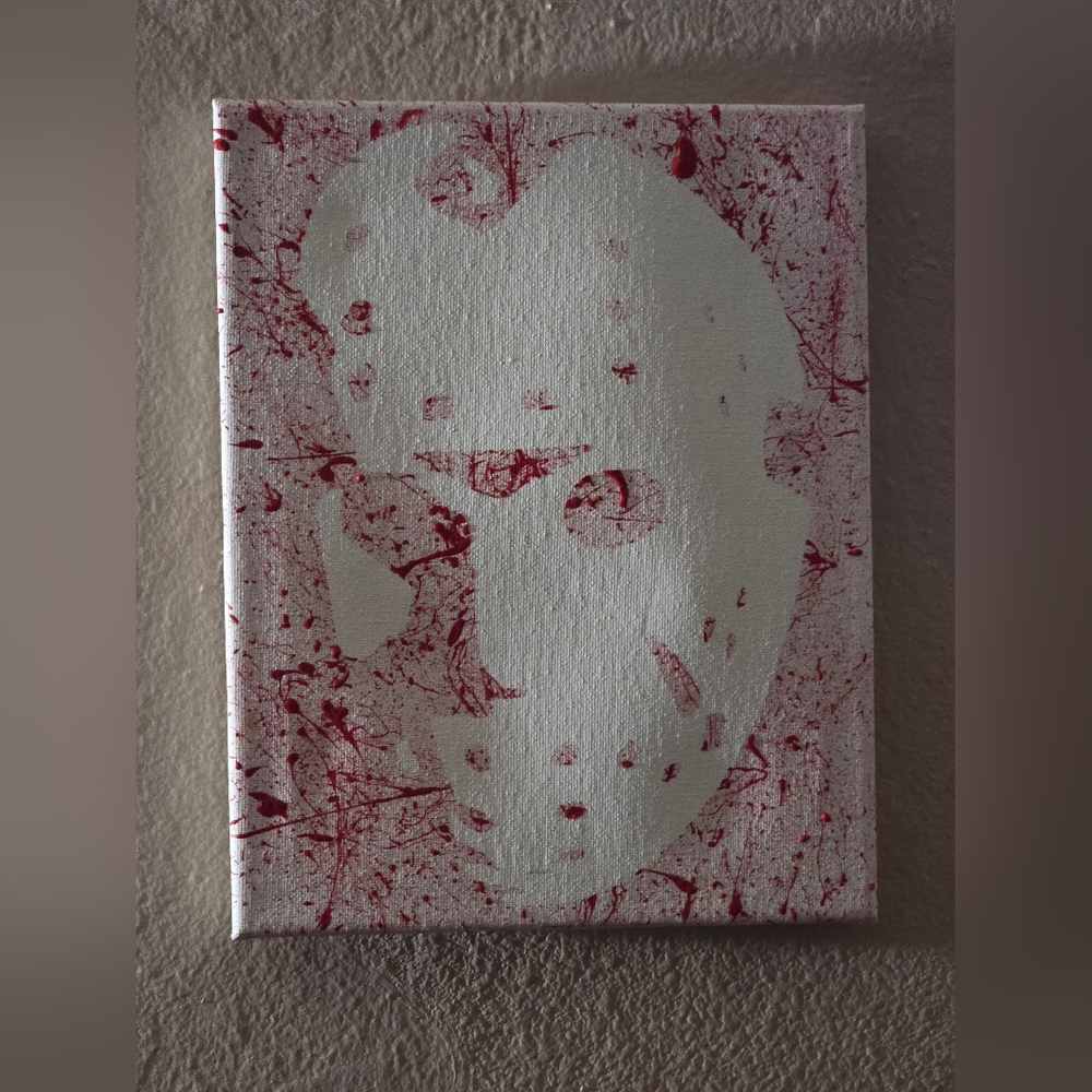 Jason Voorhees with Blood Splatter Acrylic Painting